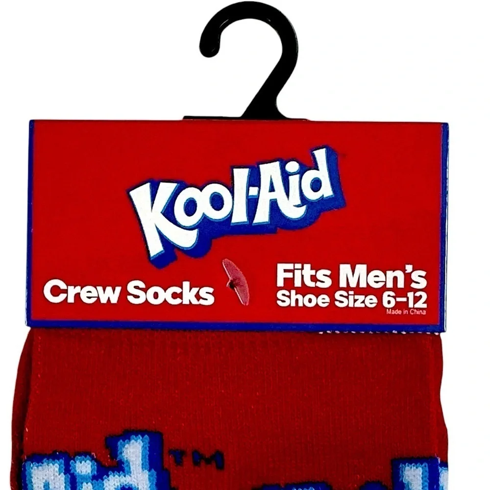 Kool Aid Crew Socks Mens Novelty Funny by Odd Sox Red Unisex OS Shoe Size 6-12